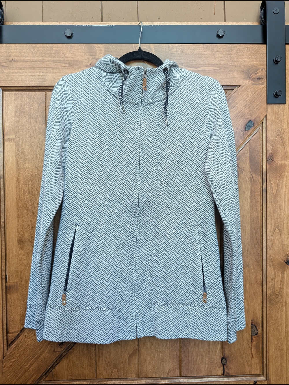 Roxy Light Gray Chevron Zip-Up Hoodie
